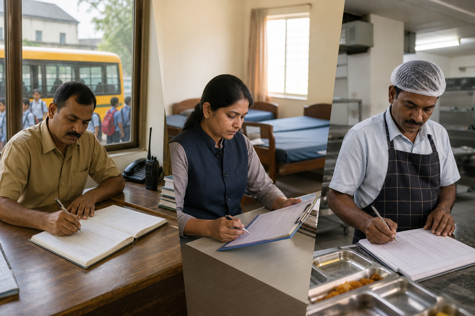 Transport, hostel, and catering managed on separate registers