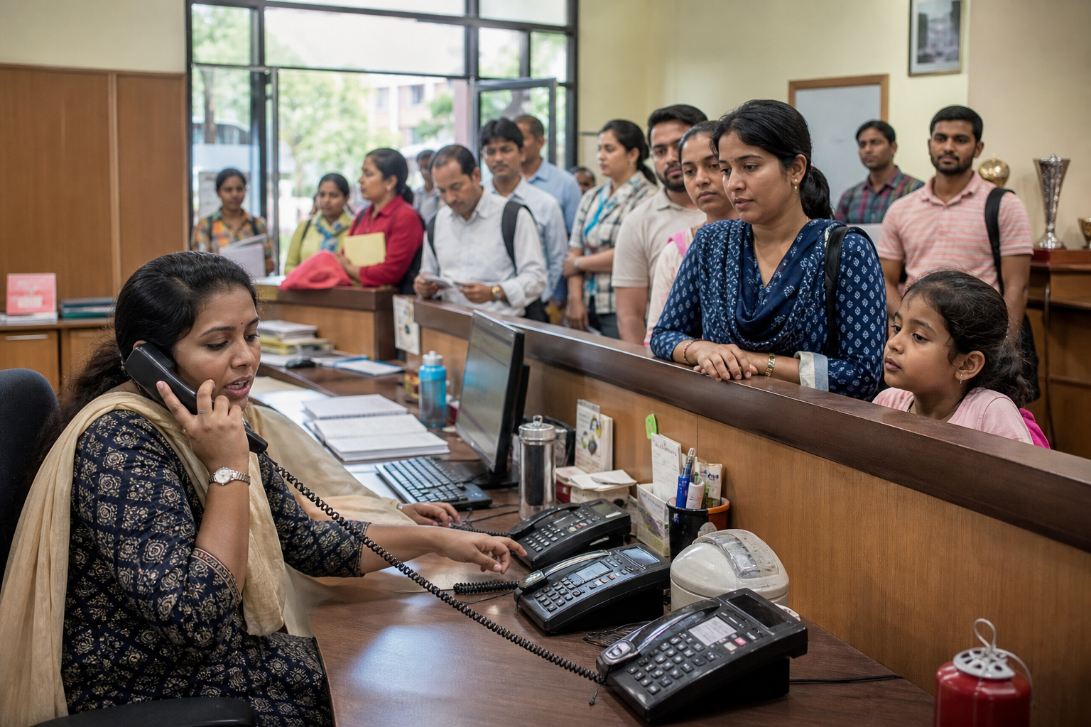 Parents queuing and calling the school for updates