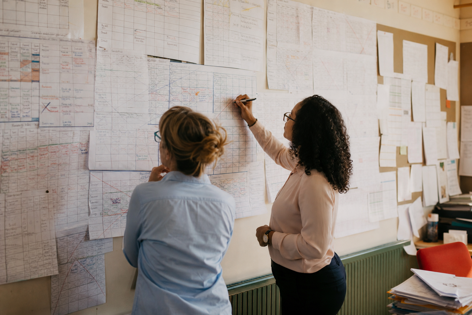 Manual timetabling on paper charts